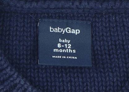 Gap Unisex Baby Blue Cotton Pullover Jumper 6-12 Months