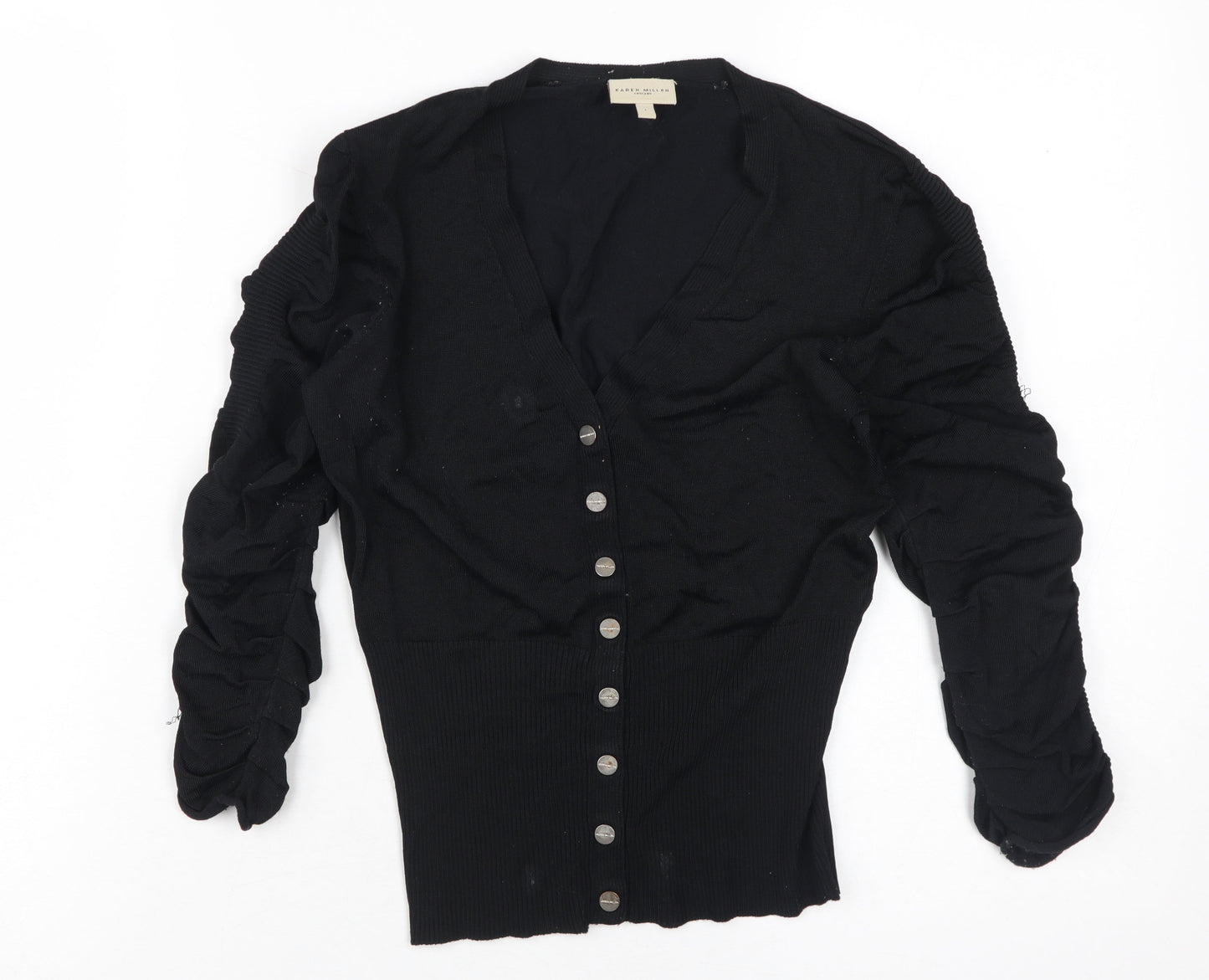 Karen Millen Women's Black Button-Up V-Neck Top