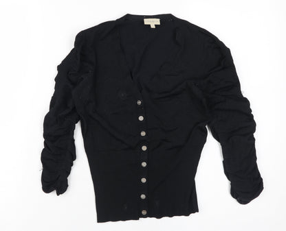 Karen Millen Women's Black Button-Up V-Neck Top