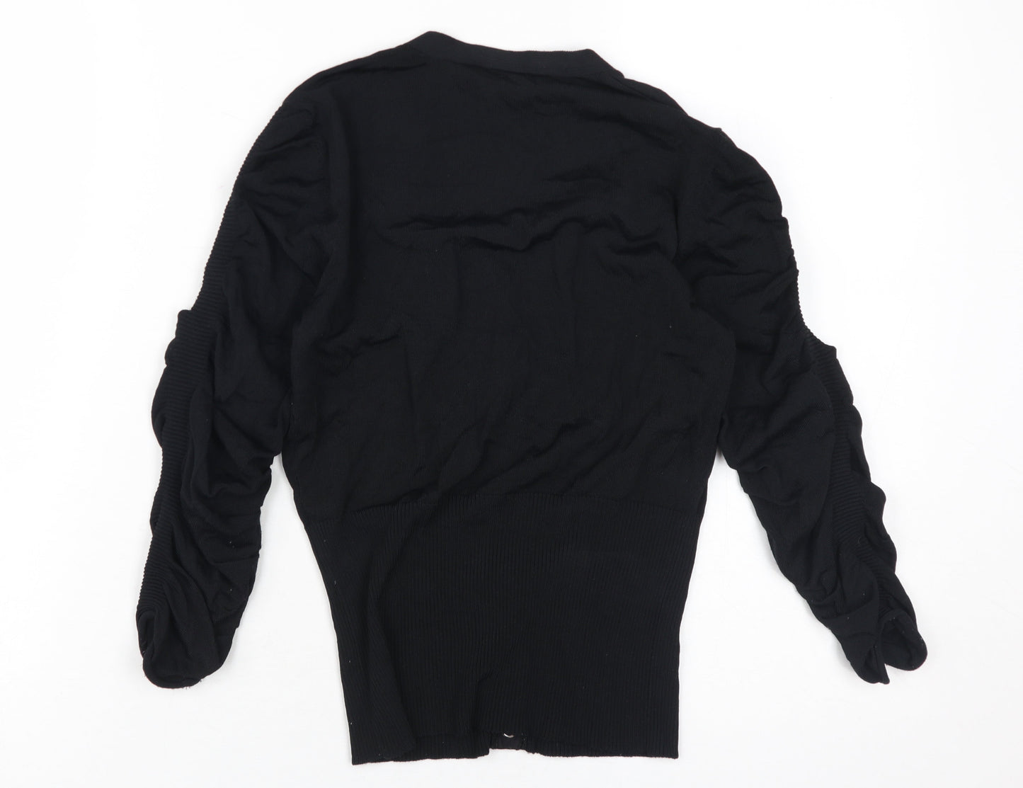 Karen Millen Women's Black Button-Up V-Neck Top