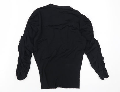 Karen Millen Women's Black Button-Up V-Neck Top