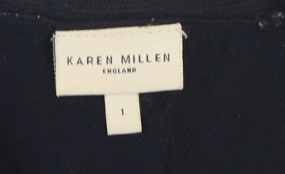 Karen Millen Women's Black Button-Up V-Neck Top