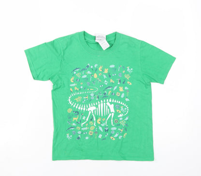 Natural History Museum Boys Green Dinosaur T-Shirt, Size 7-8, Short Sleeve