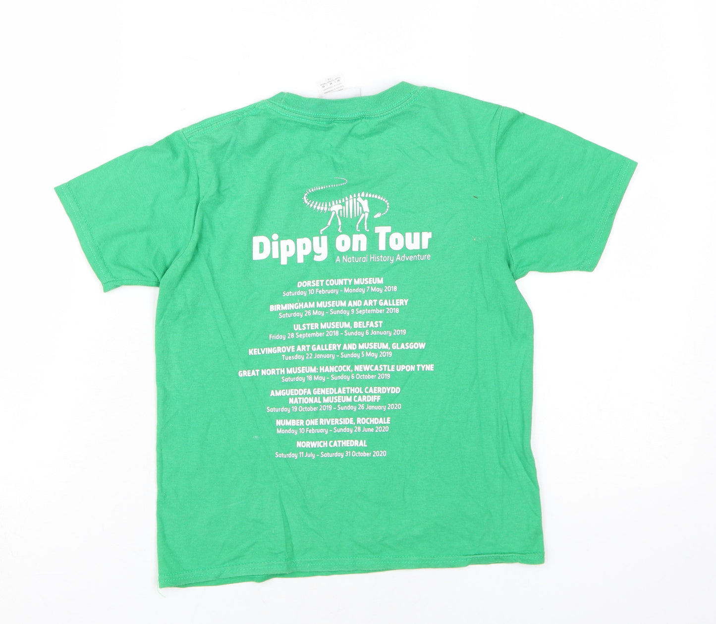 Natural History Museum Boys Green Dinosaur T-Shirt, Size 7-8, Short Sleeve