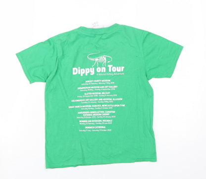 Natural History Museum Boys Green Dinosaur T-Shirt, Size 7-8, Short Sleeve
