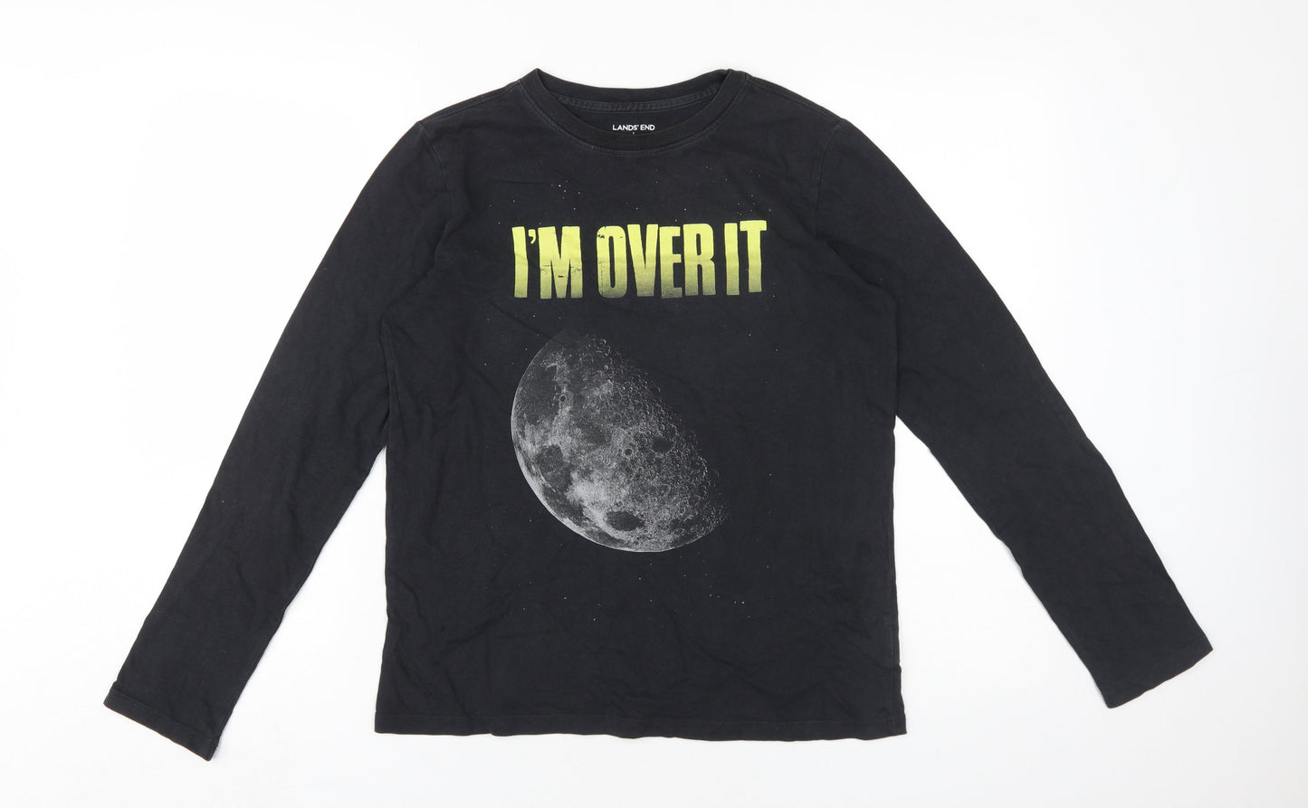 Lands' End Black Unisex Long Sleeve T-Shirt L