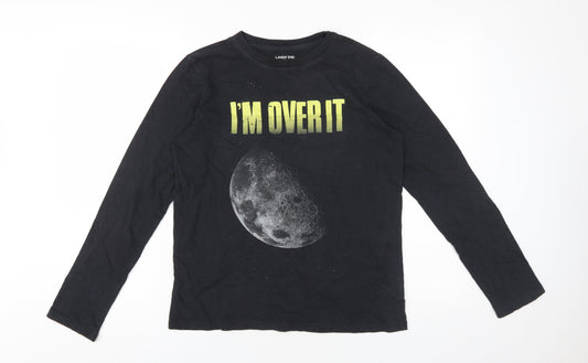 Lands' End Black Unisex Long Sleeve T-Shirt L