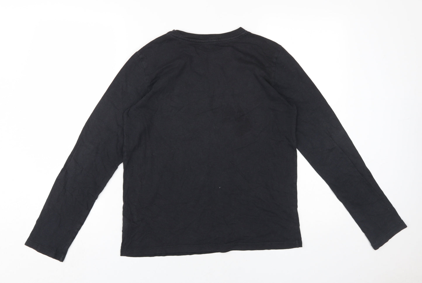 Lands' End Black Unisex Long Sleeve T-Shirt L