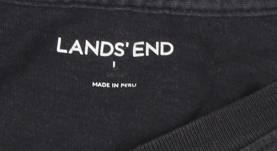 Lands' End Black Unisex Long Sleeve T-Shirt L