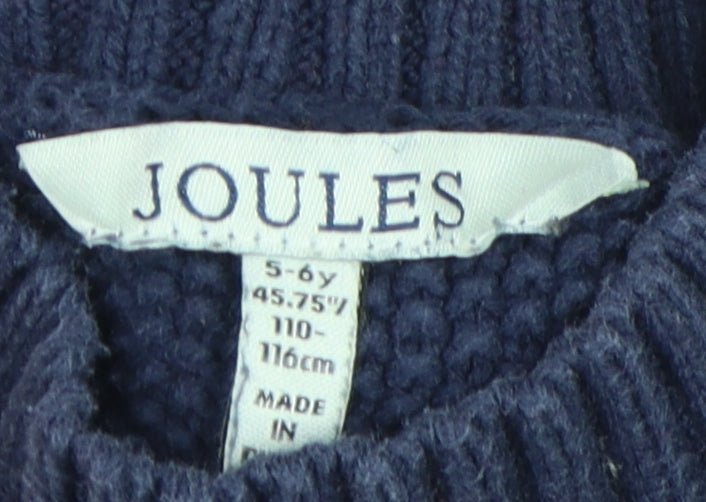 Joules Boys Blue Chunky Knit Pullover Jumper 5-6 Years