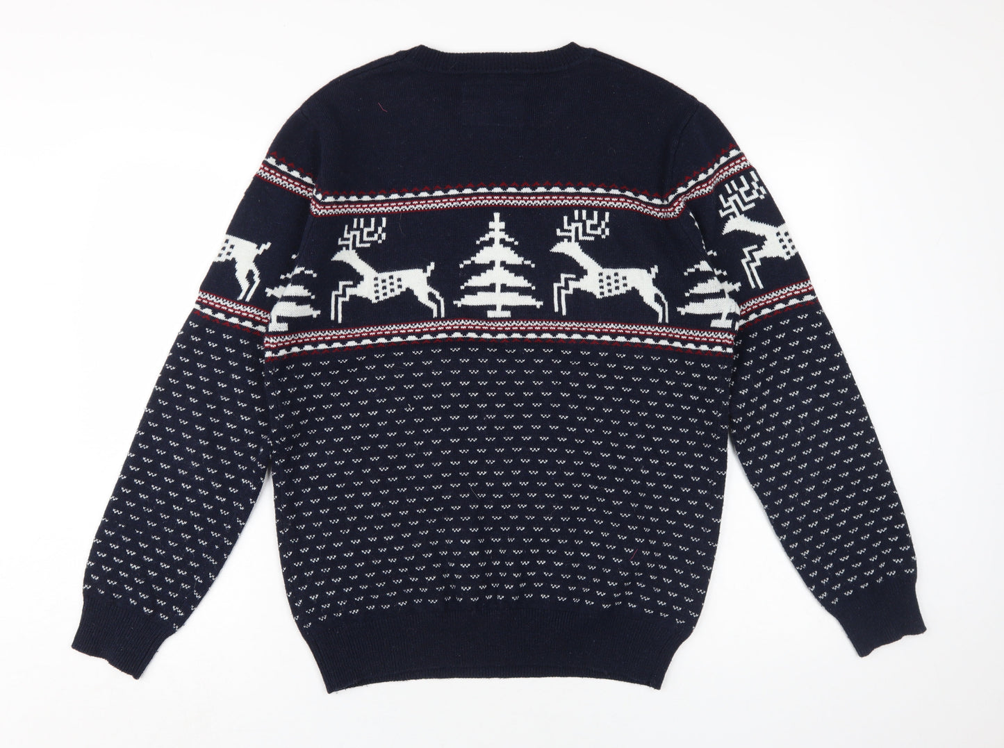 Red Herring Men's Blue Christmas Pullover Jumper, L