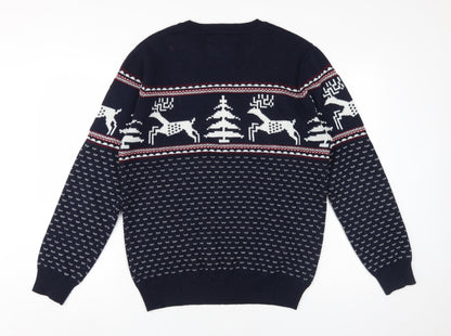 Red Herring Men's Blue Christmas Pullover Jumper, L