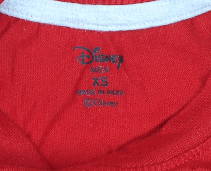 Mens UK Size XS Disney Red  T-Shirt