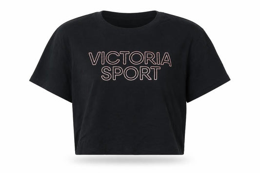 Victoria Sport Women's Black Cropped T-Shirt, Size S