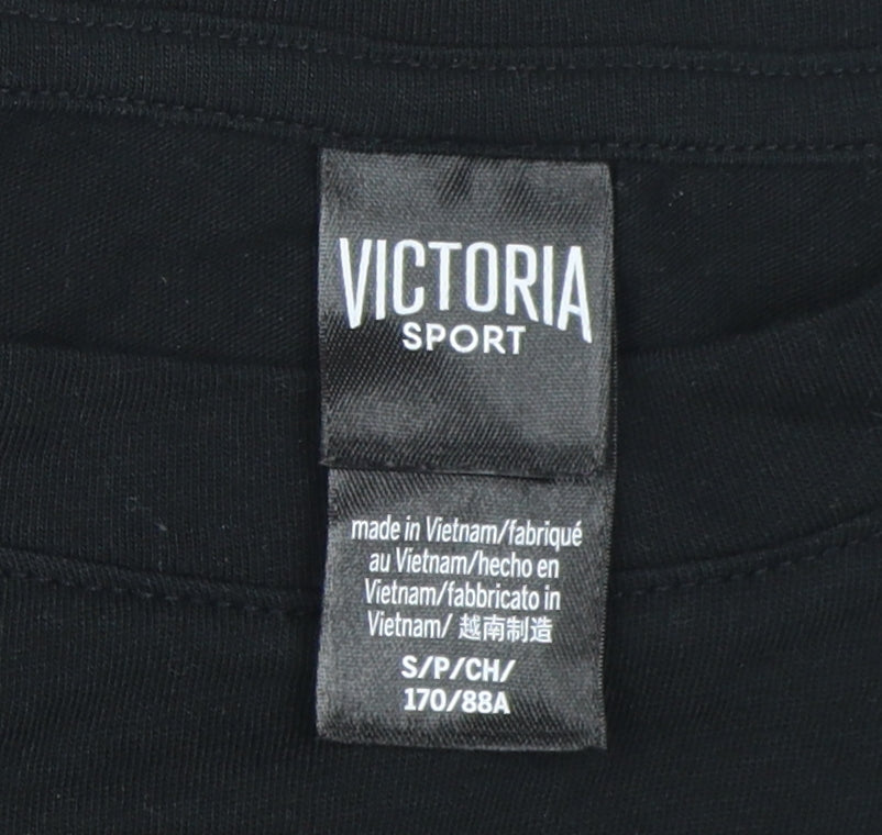 Victoria Sport Women's Black Cropped T-Shirt, Size S