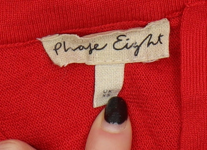 Womens UK Size XS Phase Eight Red Cardigan Jumper