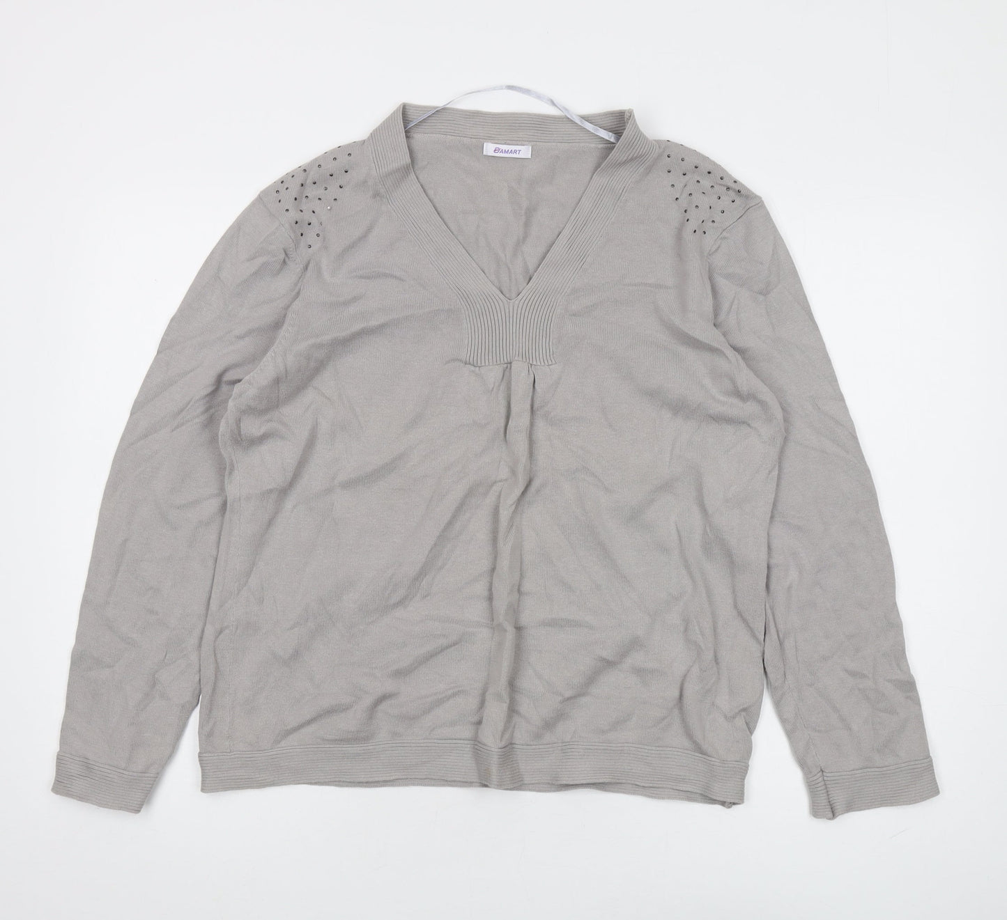 Damart Women's Grey V-Neck Pullover Jumper L