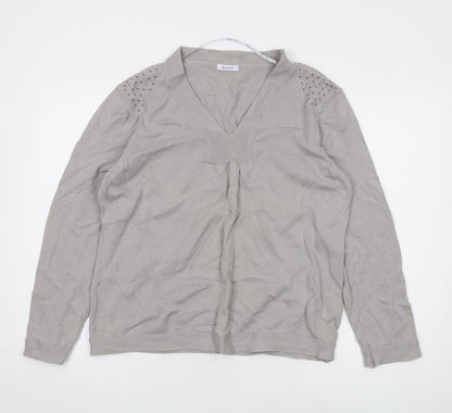 Damart Women's Grey V-Neck Pullover Jumper L