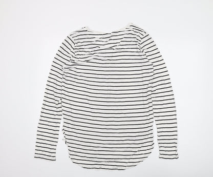 Gap Women's White Striped Jersey T-Shirt, Medium