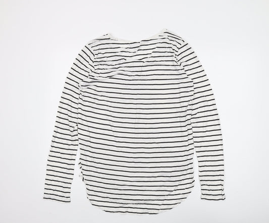 Gap Women's White Striped Jersey T-Shirt, Medium