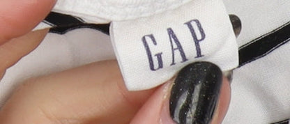 Gap Women's White Striped Jersey T-Shirt, Medium