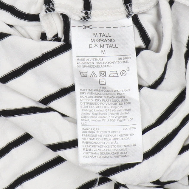 Gap Women's White Striped Jersey T-Shirt, Medium