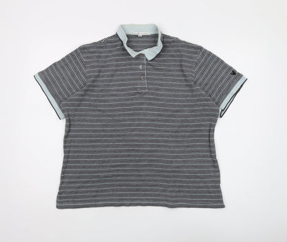 Lyle & Scott Men's Grey Striped Polo Shirt L