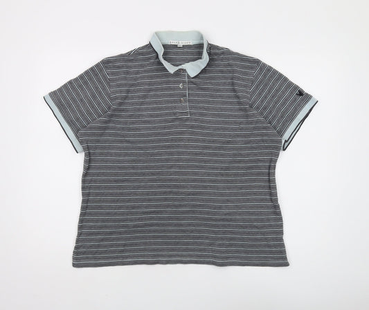 Lyle & Scott Men's Grey Striped Polo Shirt L