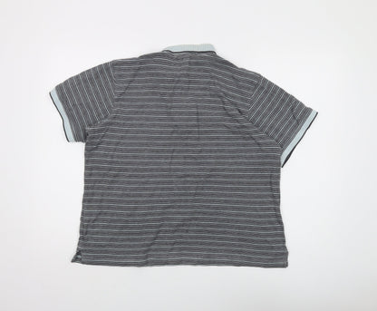 Lyle & Scott Men's Grey Striped Polo Shirt L