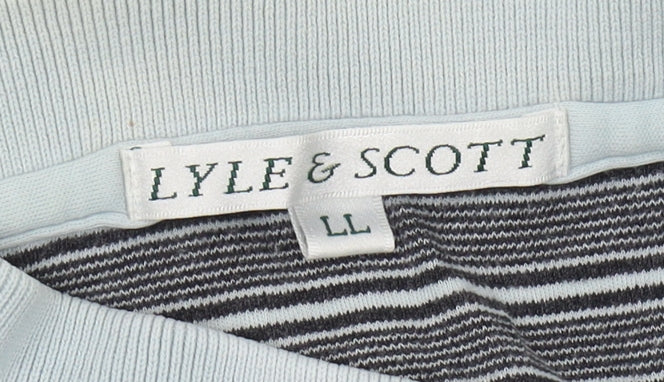 Lyle & Scott Men's Grey Striped Polo Shirt L