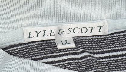 Lyle & Scott Men's Grey Striped Polo Shirt L