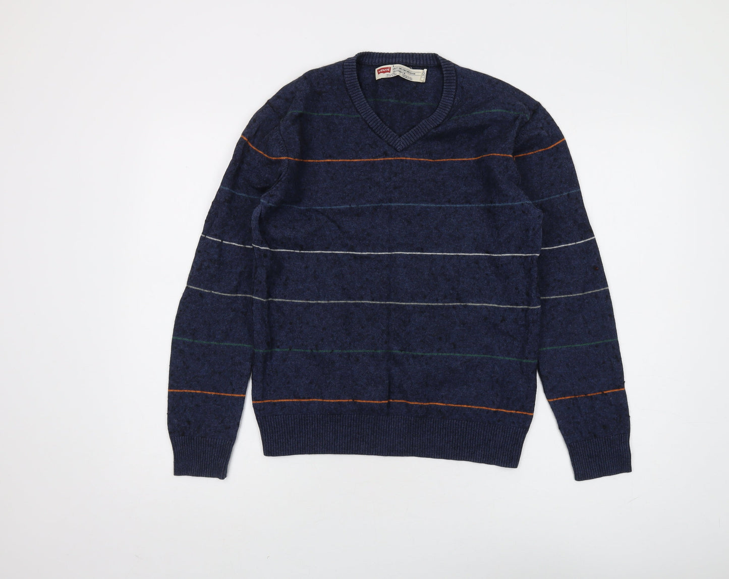 Levi's Men's Blue Striped Slim Fit V-Neck Pullover - Size M