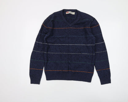 Levi's Men's Blue Striped Slim Fit V-Neck Pullover - Size M