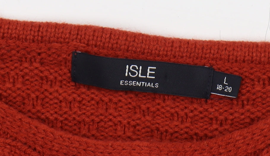 Womens UK Size L Isle Essentials Red Pullover Jumper
