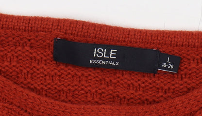 Womens UK Size L Isle Essentials Red Pullover Jumper