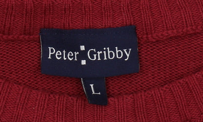 Peter Gribby Men's Red Cotton Pullover Jumper Size L