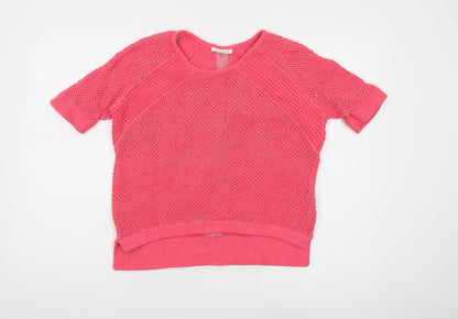 Duffy Women's Pink XS Open-Knit Pullover Jumper