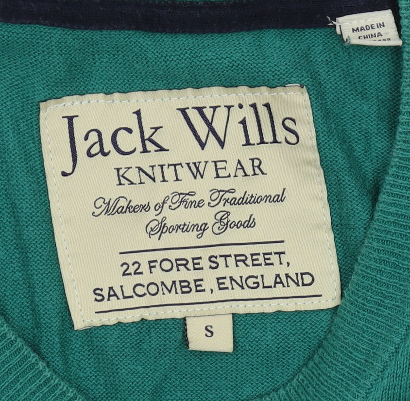 Jack Wills Men's Green V-Neck Pullover Jumper Size S