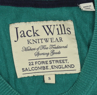 Jack Wills Men's Green V-Neck Pullover Jumper Size S