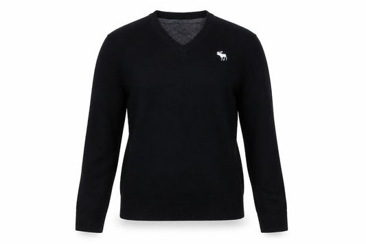 Front view of Abercrombie & Fitch Kids Black V-Neck Teens jumper