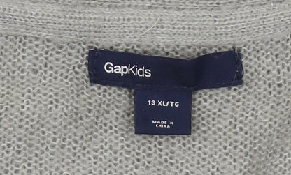 Gap Girls Grey Cardigan, Size 13, Acrylic Blend, V-Neck