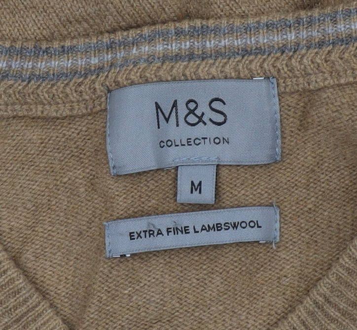 Marks and Spencer Brown Wool V-Neck Jumper M