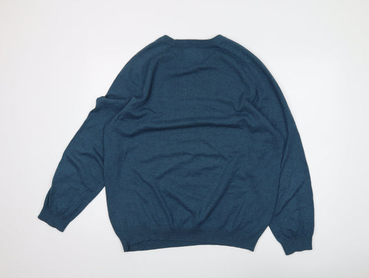 Red Herring Men's Blue Cotton Pullover Jumper L