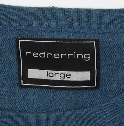 Red Herring Men's Blue Cotton Pullover Jumper L