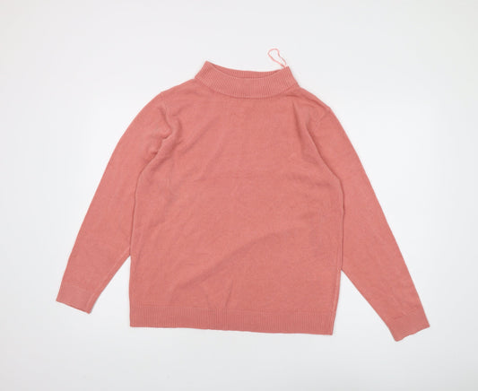 Damart Women's Pink Mock Neck Pullover Jumper