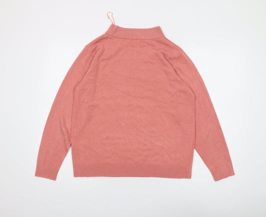 Damart Women's Pink Mock Neck Pullover Jumper