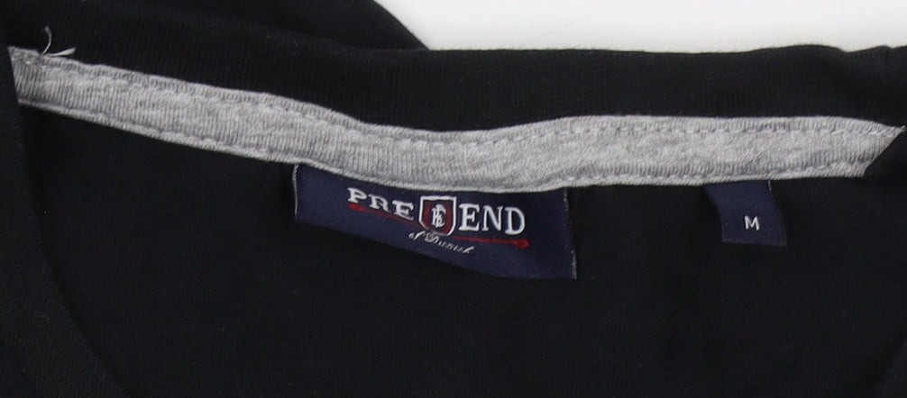 PRE END Men's Black Cotton Crew Neck T-Shirt M