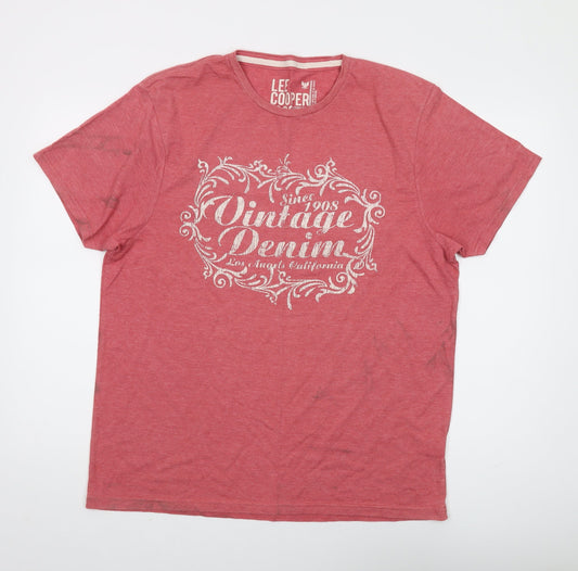 Lee Cooper Men's Red XL Vintage Graphic T-Shirt