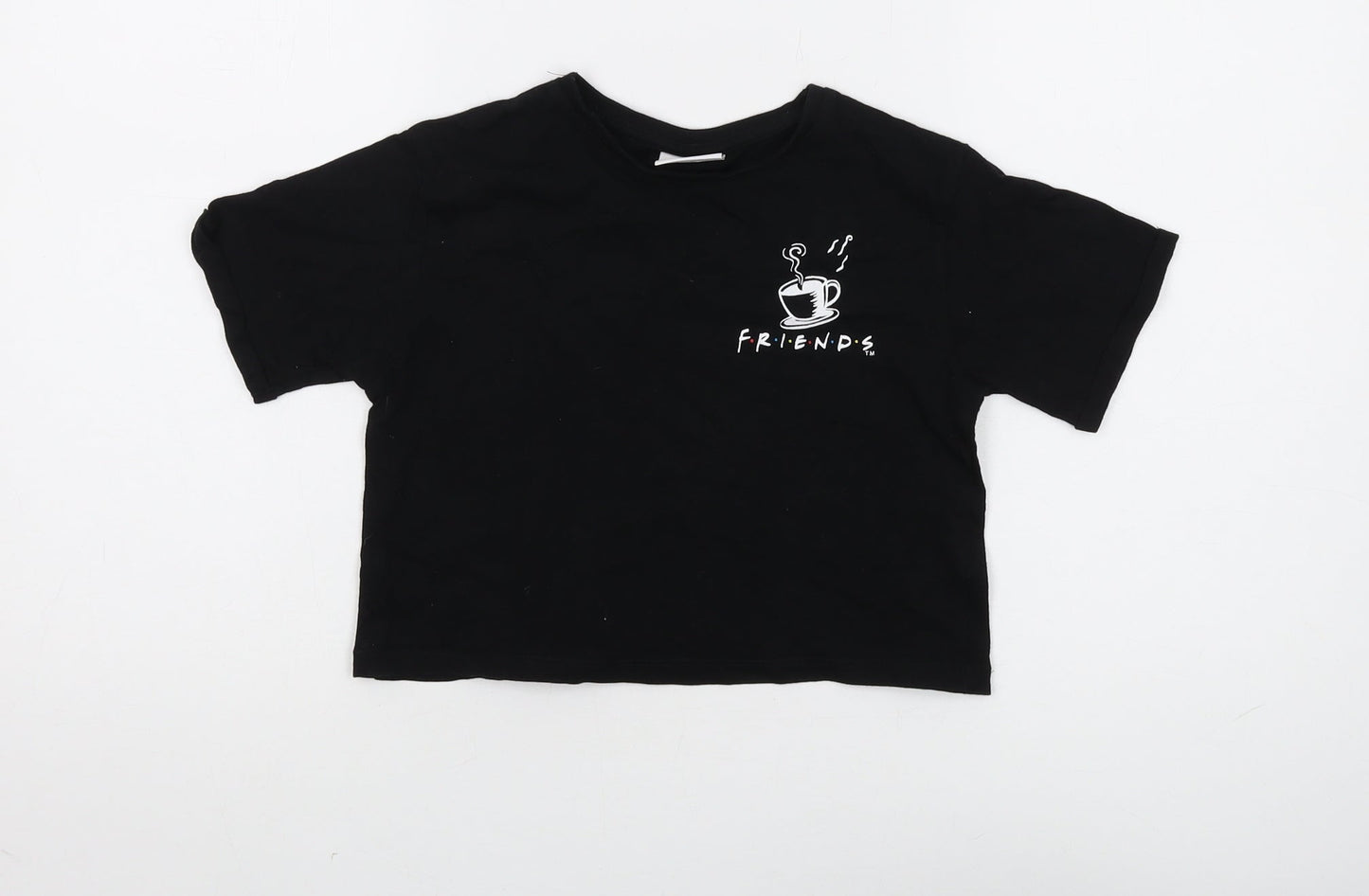 Friends Girls Black Cropped T-Shirt, 7-8 Years, Graphic Logo
