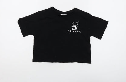Friends Girls Black Cropped T-Shirt, 7-8 Years, Graphic Logo